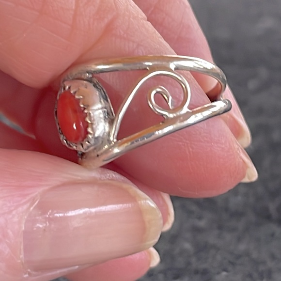 Sterling Coral Ring & Earrings - Picture 4 of 5